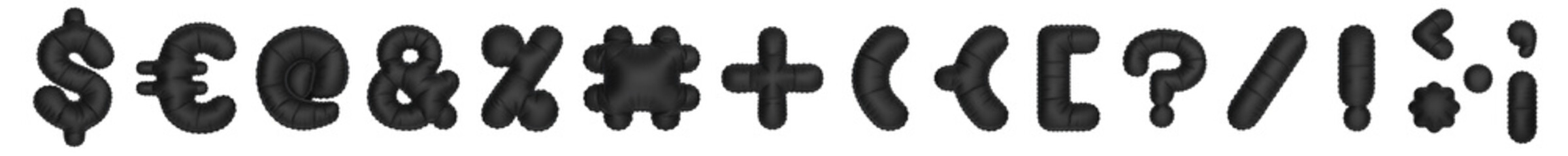 3D Helium Balloons Signs/Symbols collection set with Matte black color
