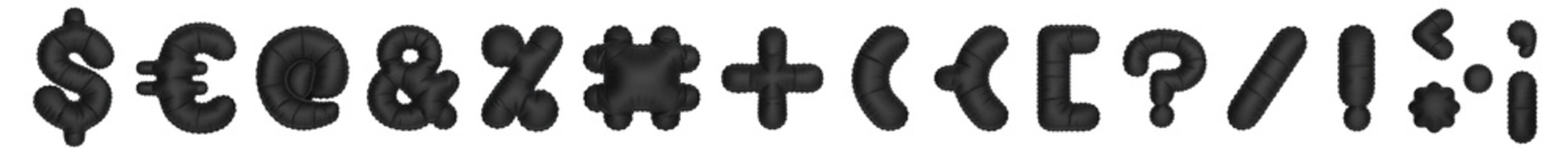 3D Helium Balloons Signs/Symbols collection set with Matte black color