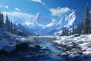 winter landscape in the mountains