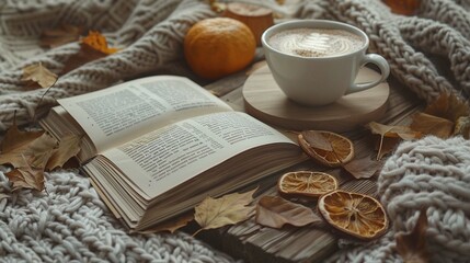 still life with a book and coffee