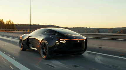 Obraz premium Futuristic EV car on highway