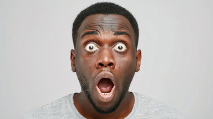 shocked man with wide eyes and an open mouth, giving an exaggerated expression of surprise or disbelief.