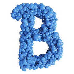 Ball blue uppercase letter B font 3d render