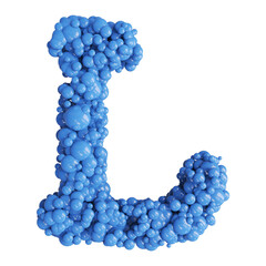 Ball blue uppercase letter L font 3d render