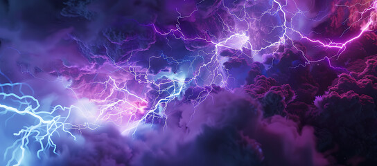 lightning and blue light in the style of dark magenta