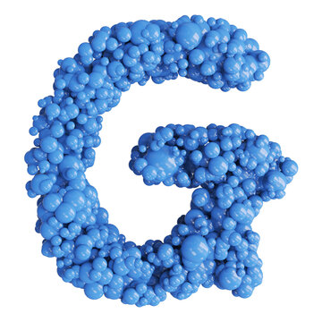 Ball blue uppercase letter G font 3d render