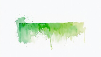 Abstract Watercolor Green Brush Stroke on white background