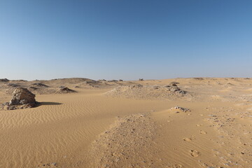 Beautiful formations of rocks and sand of Bahariya Oasis in Egypt
