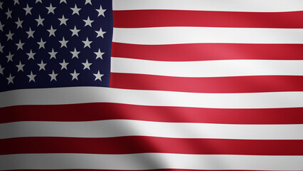 USA flag with fabric texture that moves in the wind. Smooth movement of the waving flag in a perfect loop. White, red, blue, freedom, country, nation.