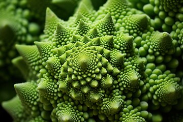 Close-up of the fractal pattern on a Romanesco broccoli - obrazy, fototapety, plakaty