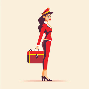 Flight attendant flat vector illustration