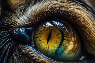 Fototapeten Feline Focus: A Detailed Exploration of a Cat’s Eye and Fur, generative AI © Art_spiral