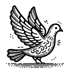 Fototapeta na wymiar illustration of a dove lineart