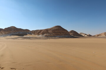 Fototapeta na wymiar Beautiful formations of rocks and sand of Bahariya Oasis in Egypt