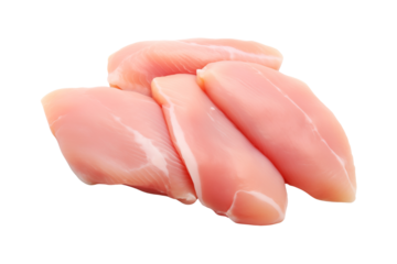 Raw chicken breast isolated on transparent or white background, png