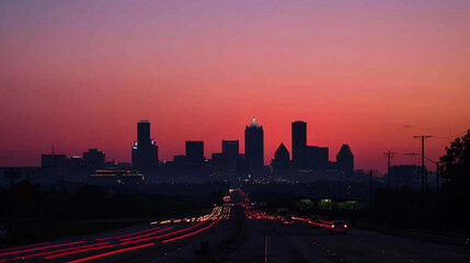 Fototapeta na wymiar A city skyline silhouette against the twilight hues.