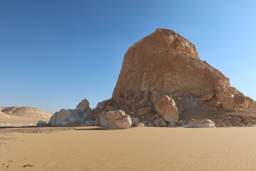 Beautiful formations of rocks and sand of Bahariya Oasis in Egypt