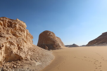 Fototapeta na wymiar Beautiful formations of rocks and sand of Bahariya Oasis in Egypt