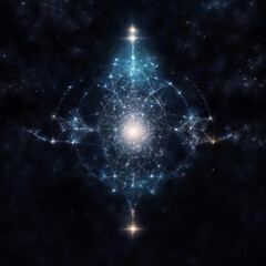 Mystical Geometry Symbol On Space Background.	