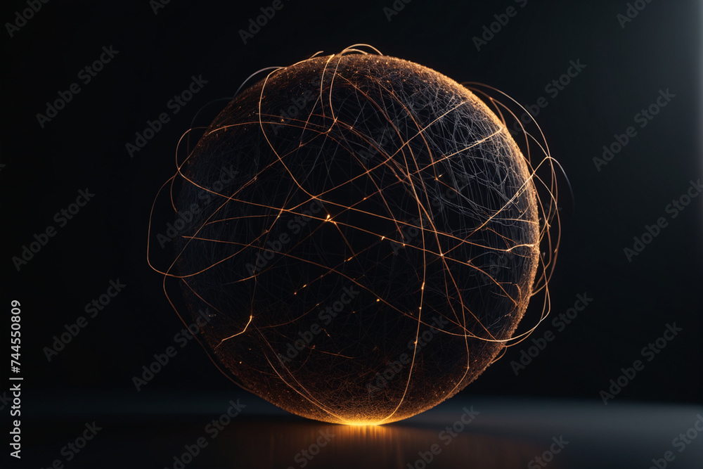 Aufkleber abstract spherical particles connected with lines, concept for network and conncetion