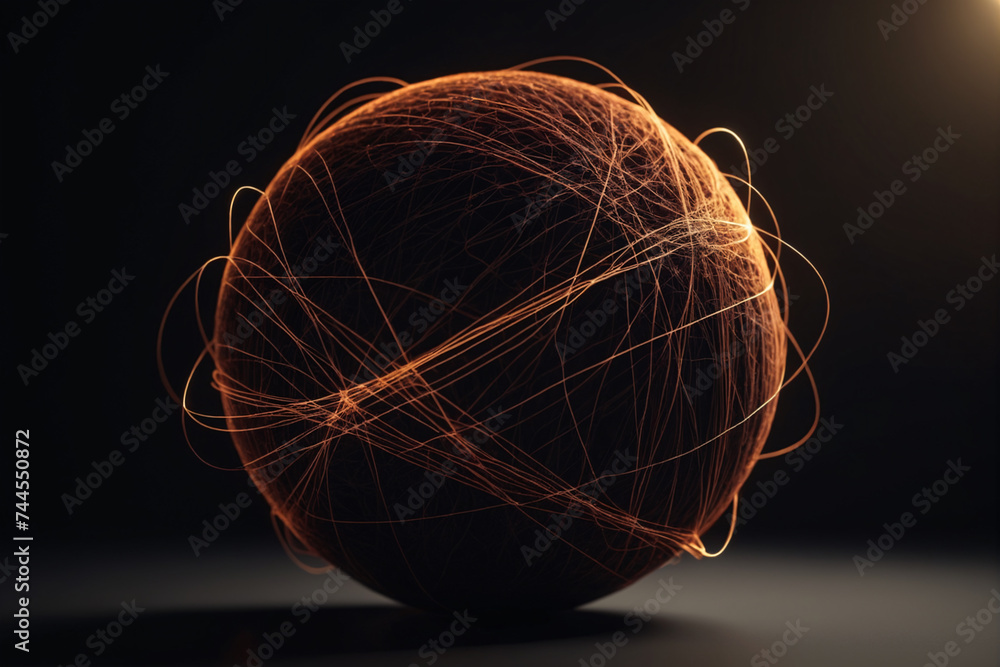 Poster Abstract spherical particles connected with lines, concept for network and conncetion