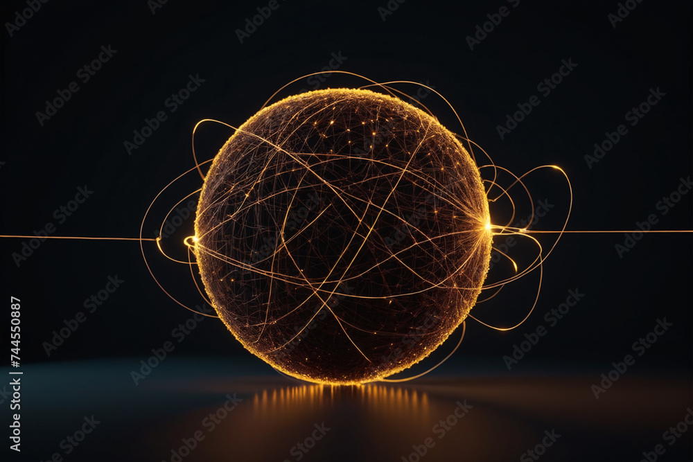 Poster Abstract spherical particles connected with lines, concept for network and conncetion