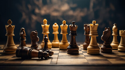 The charming beauty and wisdom of chess pieces - obrazy, fototapety, plakaty