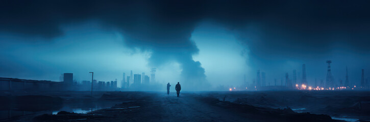 City of Shadows: A Mysterious Night in the Apocalypse - obrazy, fototapety, plakaty