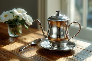 Rolgordijnen cup of coffee and percolator © TIYASHA