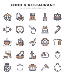 Food and Restaurant Two Color icons. Vector Two Color illustration.