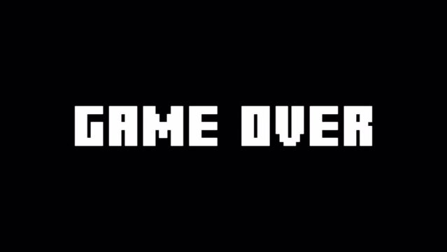 4K Game Over with Glitch Effect on Black Background