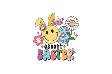 Groovy Easter, Retro Easter Day Sublimation T shirt design