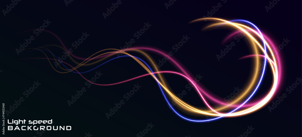 Aufkleber light and stripes moving fast over dark background. concept of leading in business, hi tech products