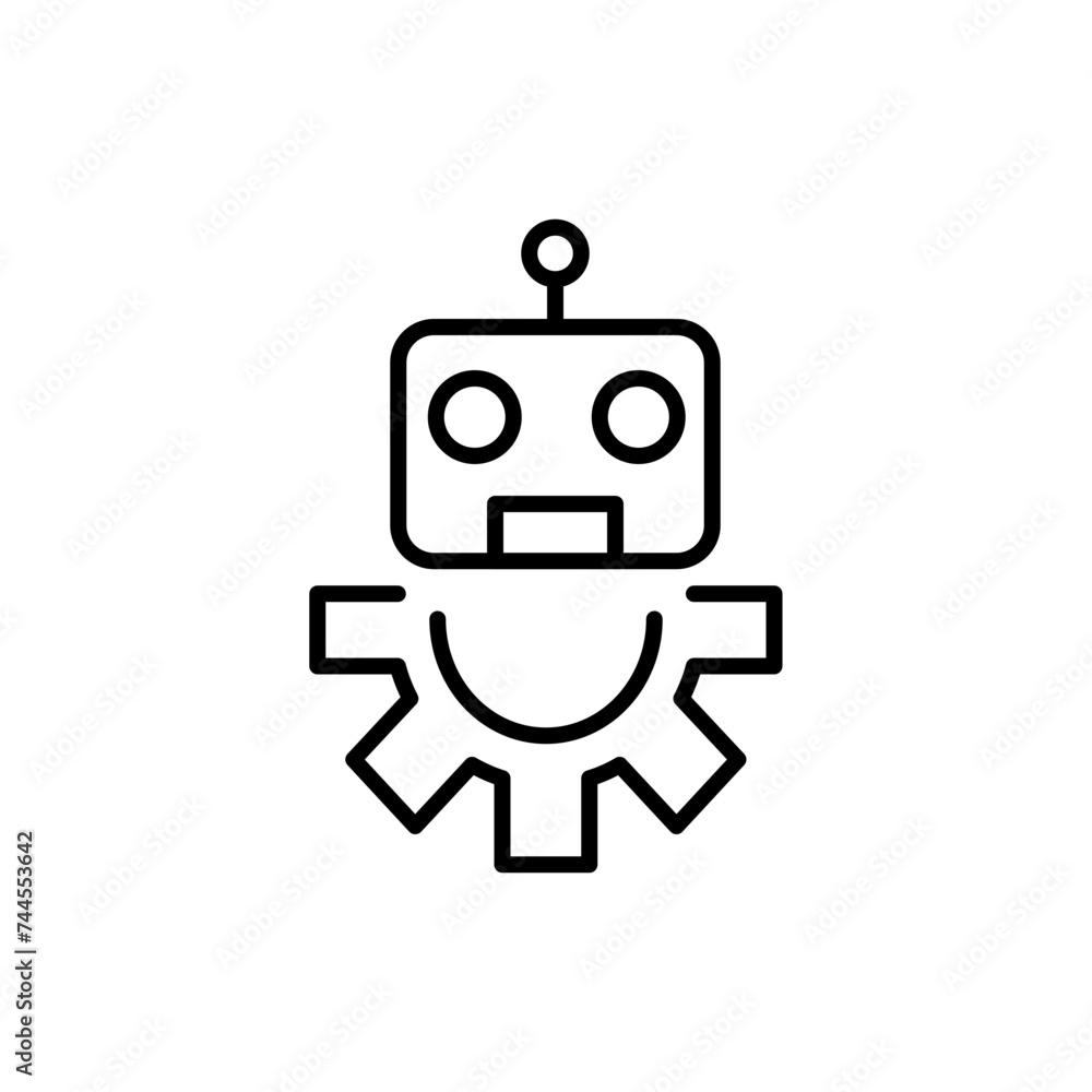 Poster bot configuration outline icons, minimalist vector illustration ,simple transparent graphic element 