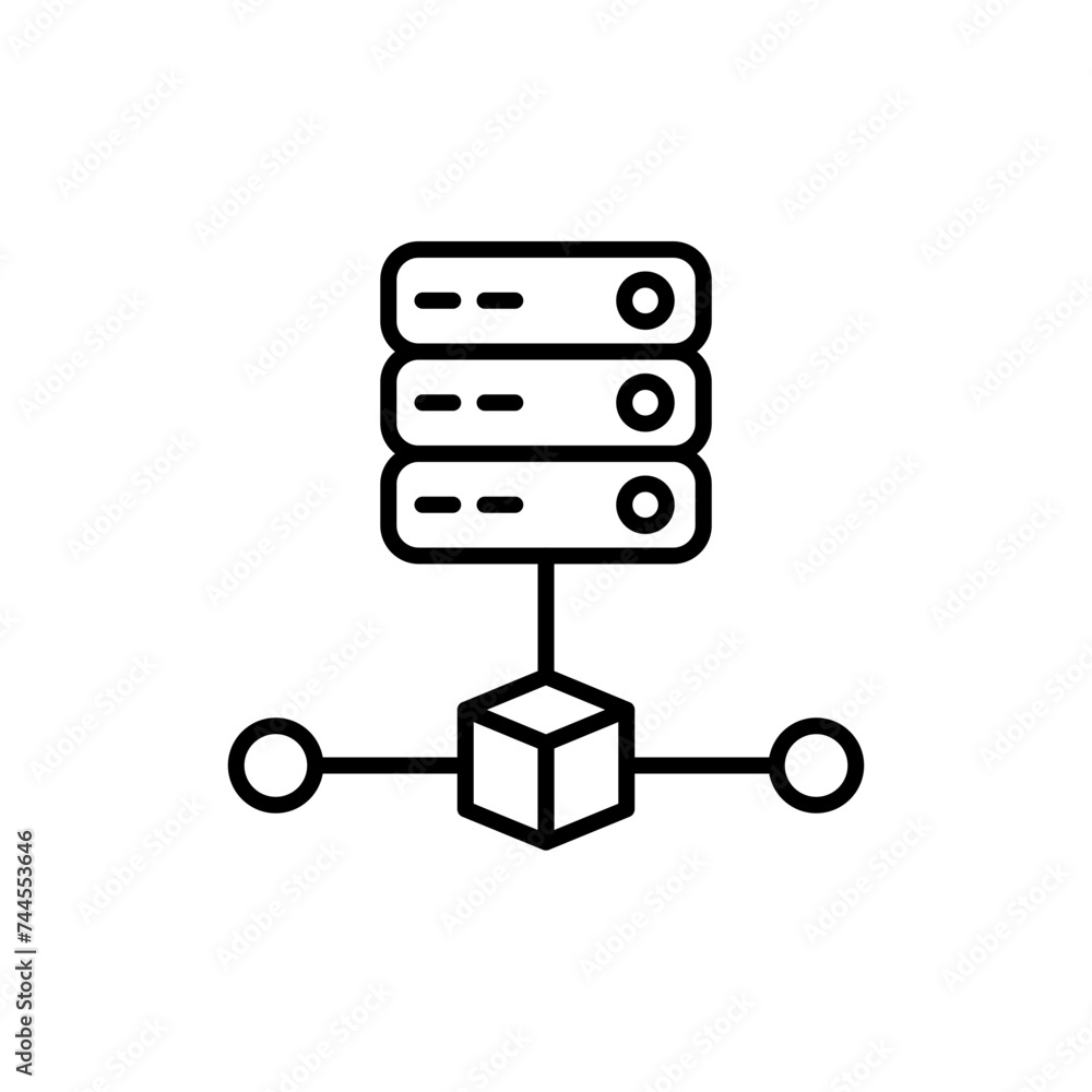 Poster virtual database outline icons, minimalist vector illustration ,simple transparent graphic element .