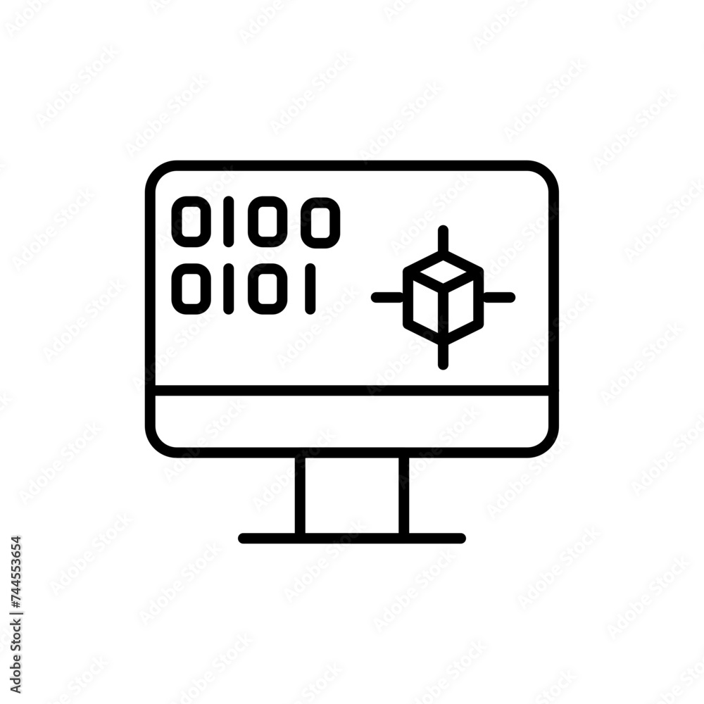 Poster machine language outline icons, minimalist vector illustration ,simple transparent graphic element .