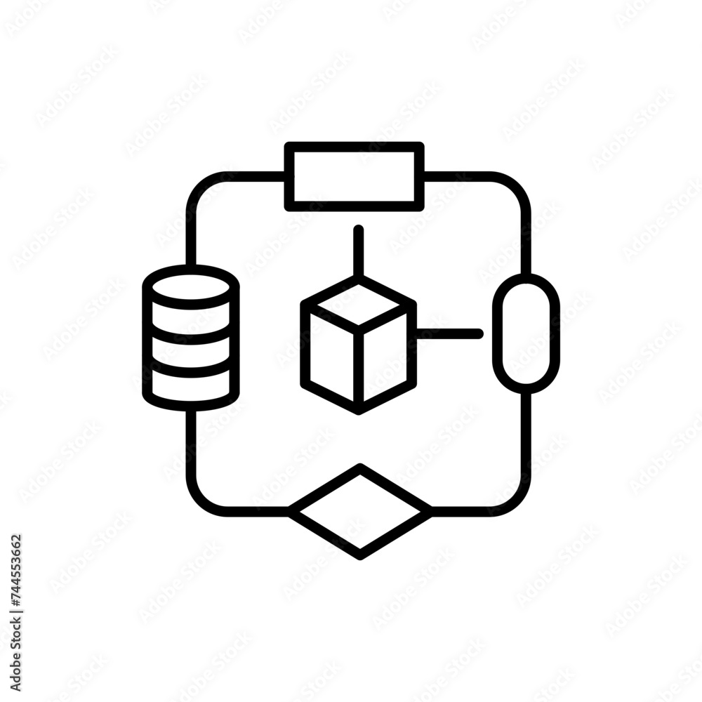 Poster algorithm outline icons, minimalist vector illustration ,simple transparent graphic element .isolate