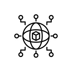 Virtual network outline icons, minimalist vector illustration ,simple transparent graphic element .Isolated on white background