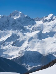 Obraz premium Photo of snowy mountains.
