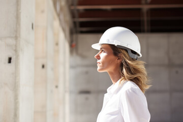 Professional Female Architect in Protective Gear on Site