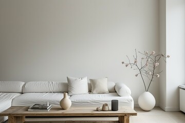 Fototapeta na wymiar Contemporary Elegance: Minimalist Living Room,Modern Minimalist Home Decor