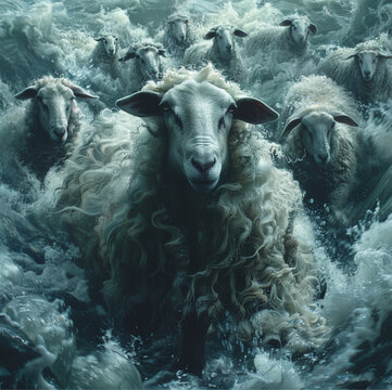 sheep in deep ocean