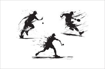 Pickleball player and other element silhouette

