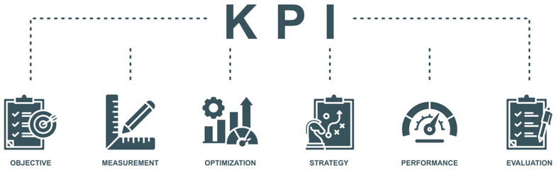 KPI banner web icon vector illustration concept for key performance indicator in the business metrics with an icon