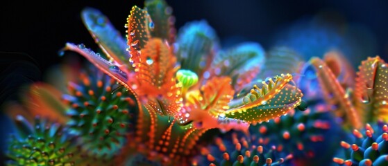 Neon Floral Oasis: Close-up of cactus flowers reveals mesmerizing neon patterns.