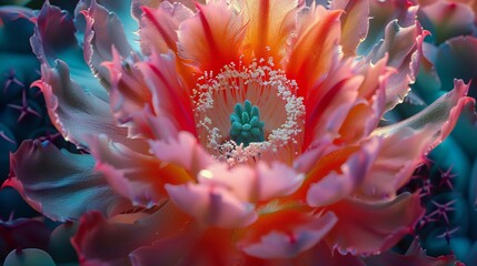 Prickly Paradise: Extreme close-up reveals the hidden beauty of a cactus flower.