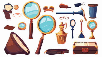 Magnifying glass with a large lens in a gold frame