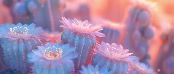 Radiant Cacti Bloom: Macro shot highlights the neon brilliance of cactus flowers.