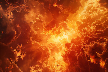 red and orange fire surrounded in space in the style 