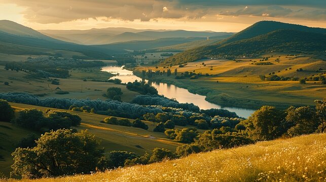 Awesome evening scene in the countryside. Location place river Seret, Ukraine. Picture of a summer view, wallpaper background. Beautiful landscapes, photo of nature. Discover the beauty of earth.,